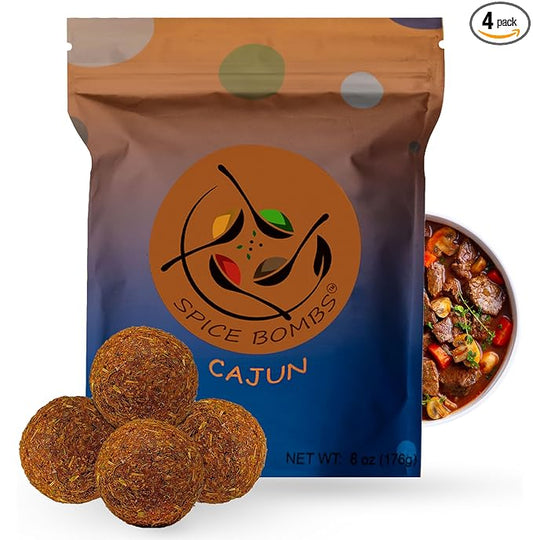 Cajun Spice Bombs Seasoning Pack of 4 - Spice Mix for Soup, Stew, Marinade