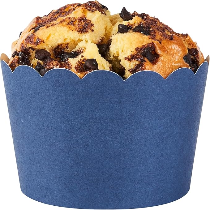 Panificio 10 Ounce Cupcake Wrappers, 200 Scalloped Baking Cups - Oven-Ready, Greaseproof, Midnight Blue Paper Cupcake Liners, Disposable, For Birthdays, Baby Showers, Or Weddings - Restaurantware