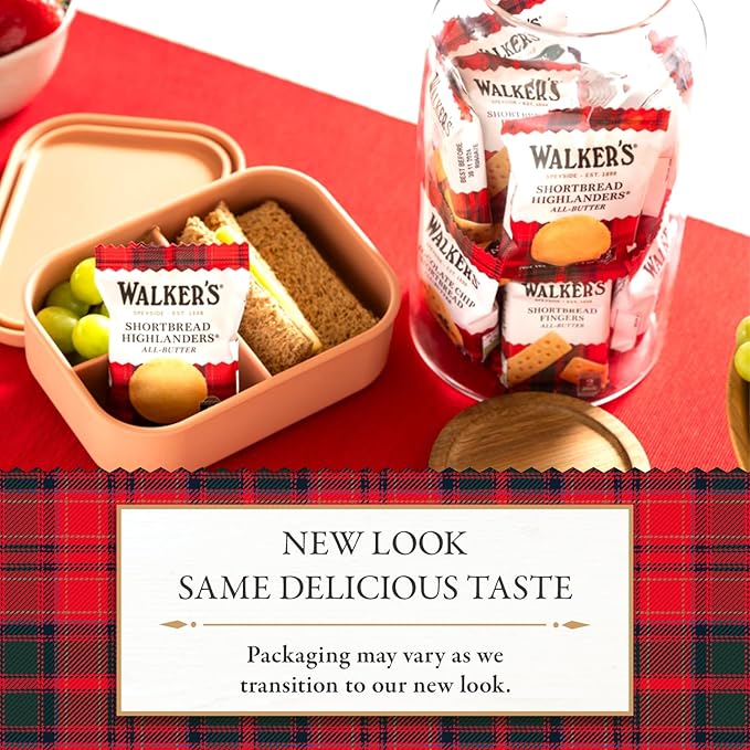 Walker's Shortbread Highlanders, All-Butter Shortbread Cookies, Snack Pack, 1.4 Oz (Pack of 18)