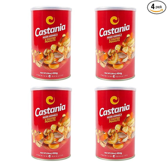 Castania BBQ Lebanese Nuts with Kri Kri, Cashews, Pistachios, Hazelnuts, Almonds & Cashews, Cholesterol Free! 16oz (Pack of 4)