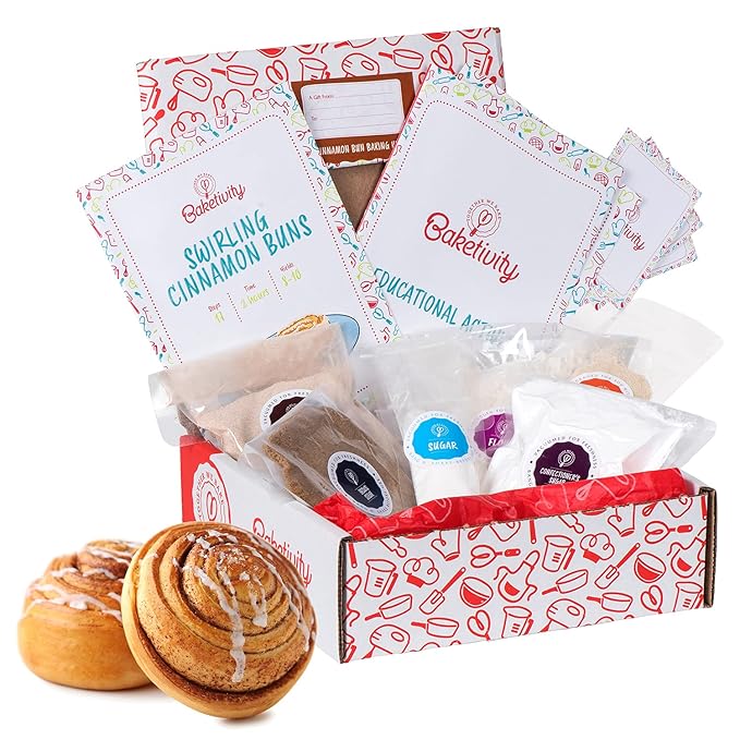 BAKETIVITY Kids Baking DIY Activity Kit - Bake Delicious Cinnamon Buns with Pre-Measured Ingredients ??Best Gift Idea for Boys and Girls Ages 6-12