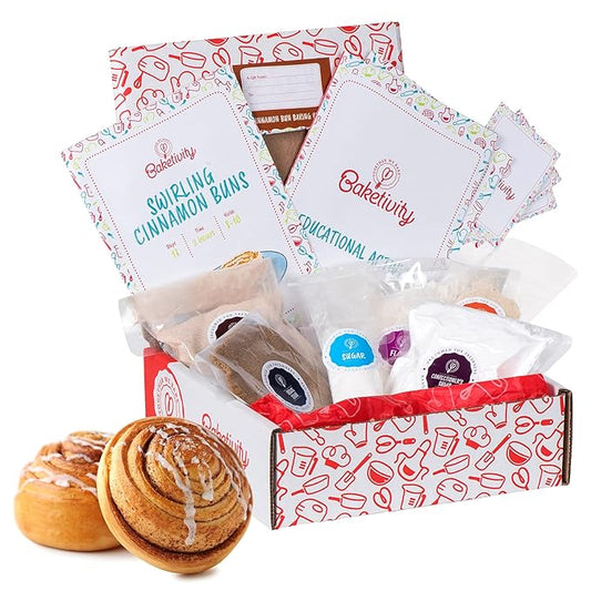 BAKETIVITY Kids Baking DIY Activity Kit - Bake Delicious Cinnamon Buns with Pre-Measured Ingredients ??Best Gift Idea for Boys and Girls Ages 6-12