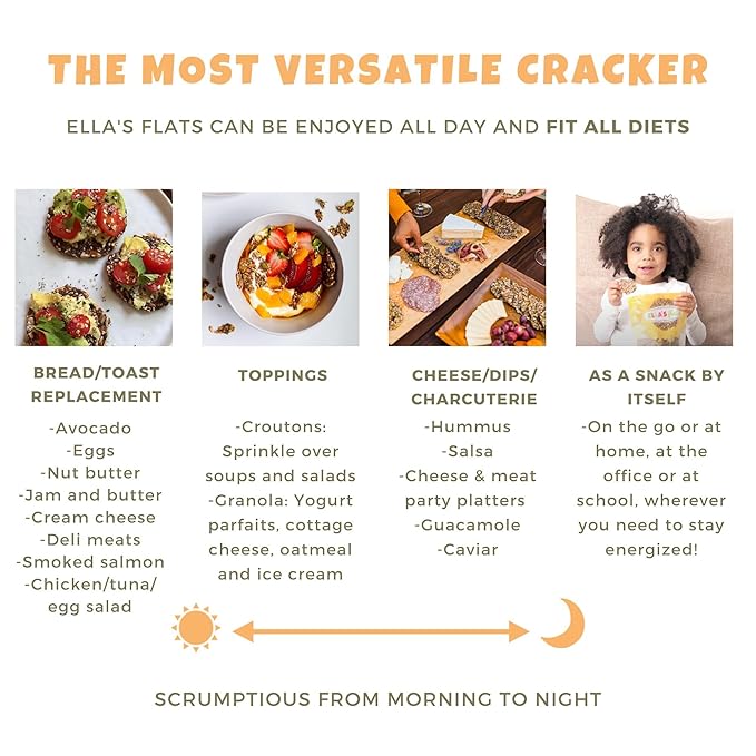 ELLA’S FLATS® Variety All Seed Savory Crisps – All Natural, Gluten Free, Good Source of Protein, High Fiber, Vegan and Keto Friendly (Variety Snack Pack, 20 Pack)