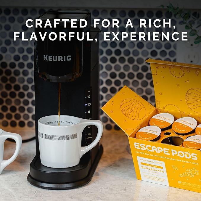 Stone Creek Coffee Light Roast Escape Pods, Ground Coffee Pods – (12 Count, Pack of 1) – Smooth and Fresh Colombian Coffee with Juicy & Citrus Tasting Notes - Boneshaker Colombia