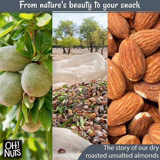 Oh! Nuts Almonds - Dry Roasted Unsalted Almonds - 5 lb - No Salt, No Oil All-Natural Protein - Packed in New York Zip-Seal Bag for Exceptional Freshness
