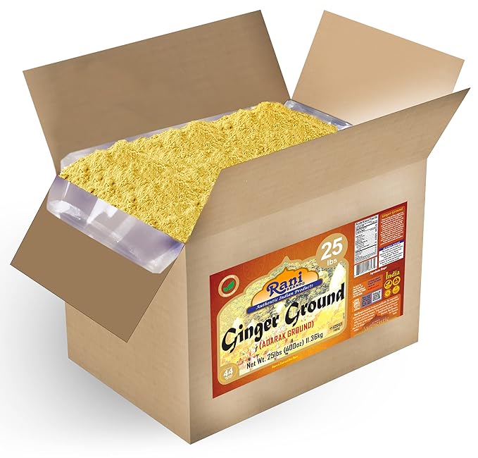 Rani Ginger (Adarak) Powder Ground, Spice 400oz (25lb) 11.36kg Bulk Box ~ All Natural | Vegan | Gluten Friendly | NON-GMO | Indian Origin
