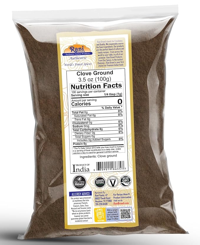 Rani Cloves Powder (Laung) Indian Spice 3.5oz (100g) ~ All Natural, Gluten Friendly | NON-GMO | Kosher | Vegan | Indian Origin