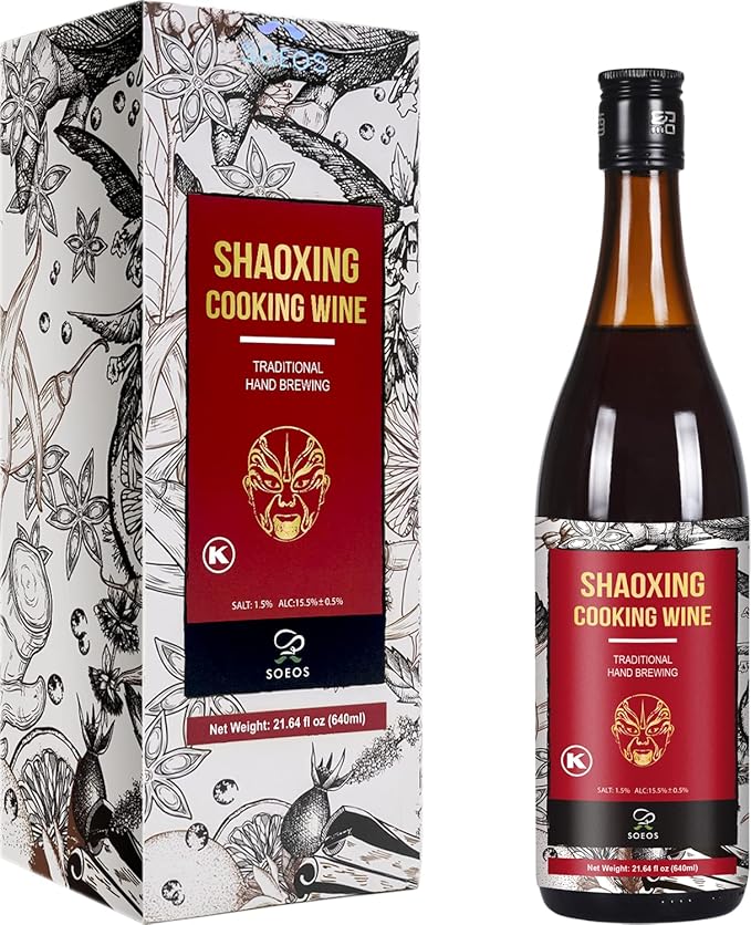 Soeos Shaoxing Cooking Wine, Shaoxing Rice Wine, Chinese Cooking Wine, Rice Cooking Wine, Shaoxing Wine Chinese Cooking Wine, Shao Hsing Rice Wine, 21.64 fl oz (640 ml), 2 Packs, Regular Cooking Wine