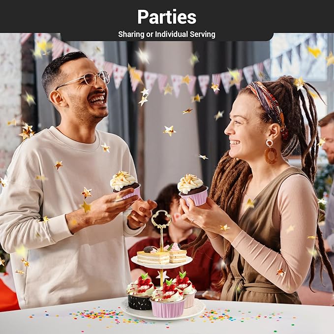 EUSOAR Foil Baking Cups, 50pcs 5oz 125ml Muffin Liners Cups with Lids, Disposable Aluminum Cupcake Ramekins Pans Baking Cup Holders Liners for Wedding Birthday Party