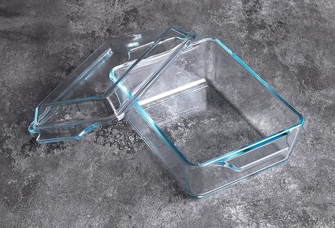 Rectangular Tempered Glass Casserole Dish, Tempered Glass Baking Dish with Glass Cover. Oven, Freezer and Dishwasher Safe.- 1 Liter