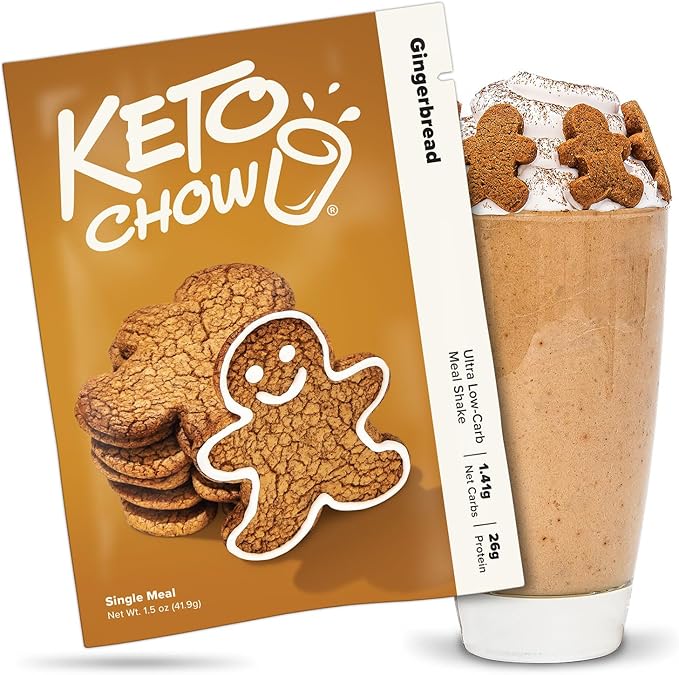 Keto Chow Gingerbread | Keto Meal Replacement Shake Powder | Nutritionally Complete Food | Low Carb Keto Meals | Delicious Easy Meal Substitute Drink | Protein Rich You Choose The Fat | Single Meal