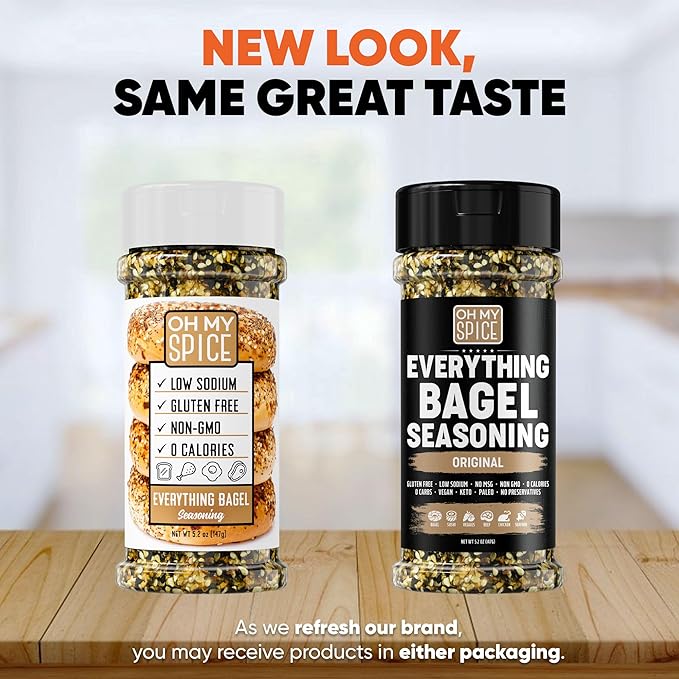 Everything Bagel Seasoning Blend - Gluten Free & Low Sodium Avocado Toast Seasoning. Vegetable Seasonings with Spices & Toasted Sesame Seeds. Egg, Meat & Salmon Keto Seasonings. Salad Toppings. 5.2oz