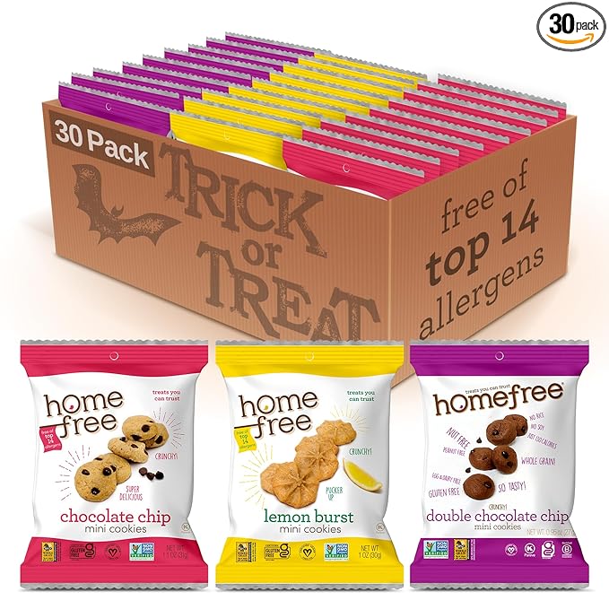 Homefree Treats You Can Trust Gluten Free Mini's, Variety pack with Lemon Burst, 30 Count
