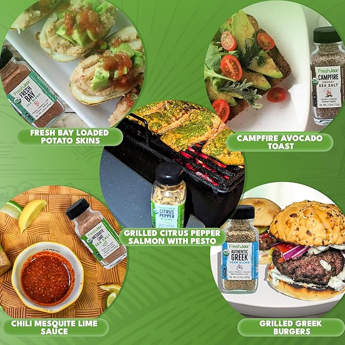 FreshJax Chicken Seasoning Gift Set | 5 Sampler Sized Organic Spices and Seasonings | Grilling Christmas Gifts for Men, Dads, Father | Gourmet Seasoning Set Packed in a Giftable Box