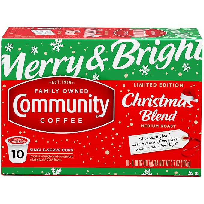 Community Coffee Christmas Blend, Medium Roast, 60 Count Coffee Pods, Compatible with Keurig K-Cup Brewers (10 count- Pack of 6)