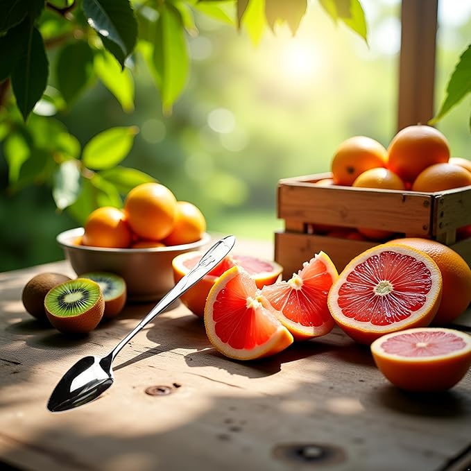 Silver Grapefruit Spoons, Stainless Steel Grapefruit Spoon, Grapefruit Spoon For Cirtrus Fruits, Kiwi, Salad, And Desserts Grapefruit Utensils(ZS412)