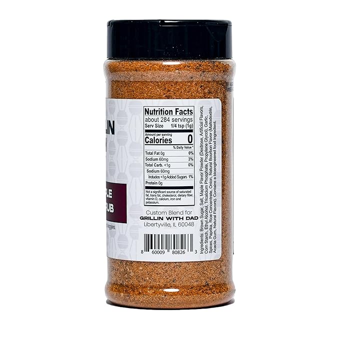 Grillin With Maple Bourbon Rub - Great Tasting Sweet and Savory BBQ - Great Balance of Flavor - Delicious On Chicken, Pork, Salmon - Gluten Free