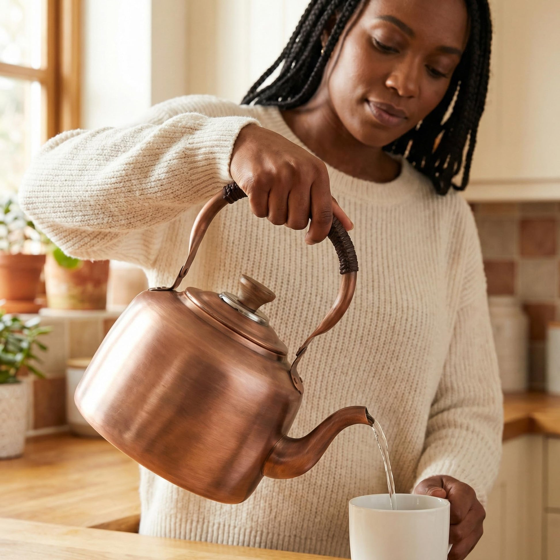 Tea Kettle Stovetop Whistling Copper Tea Pot for Stove 3.2QT Teapot Kettle