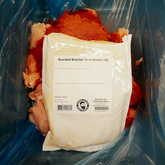 Bearded Butchers Taco Seasoning 17.5oz - Season 25 lbs of Meat, No MSG, Gluten-Free, Authentic Mexican Flavor for Tacos, Fajitas, and More