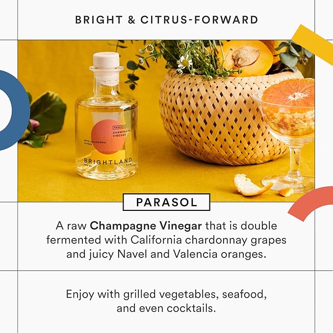 Brightland The Pair, Balsamic Vinegar & Champagne Vinegar Duo - Artisinal Vinegars Perfect for Salad Dressings, Marinades, Cooking & Drizzling - 6.7 Fl Oz