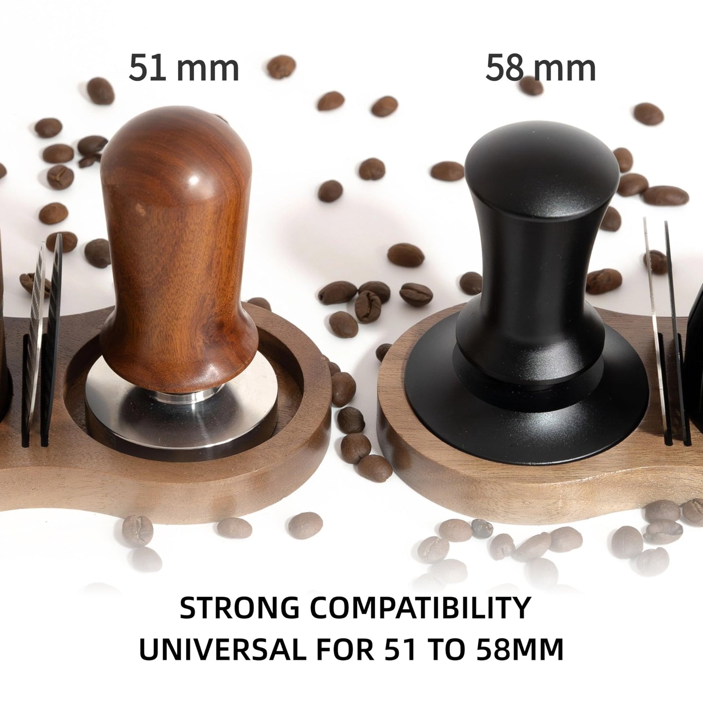 NEOUZA Coffee Tamper Stand Holder for Tamper, Distribution Tool, Puck Screen, Walnut Wood,51mm 53mm
