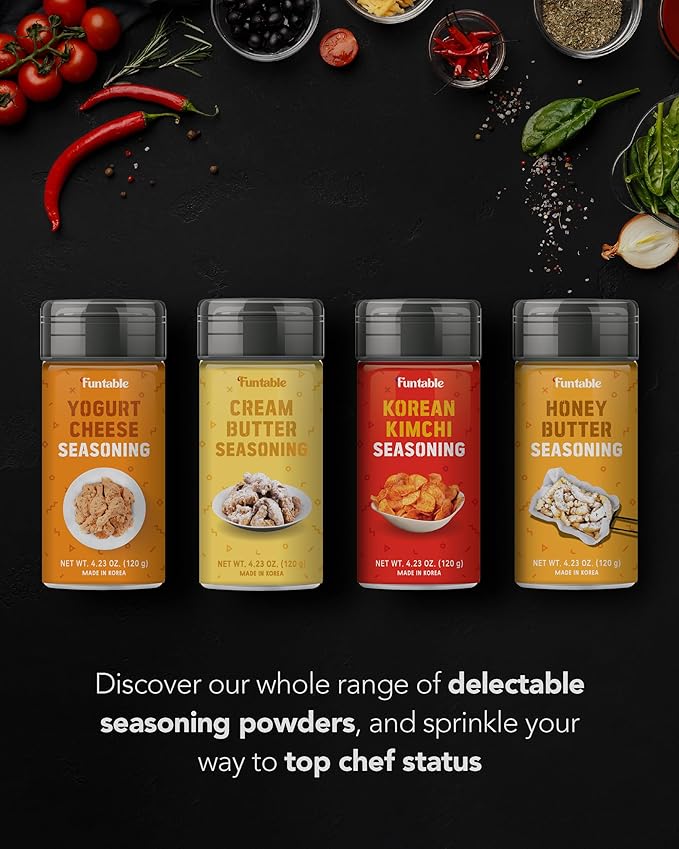 Funtable Cream Butter Seasoning (5.64 oz, 160g) - Sweet & Creamy Butter Flavor Powder, Easy to Use Perfect Seasoning for Chicken, Nuggets, Popcorn, Nachos & More.