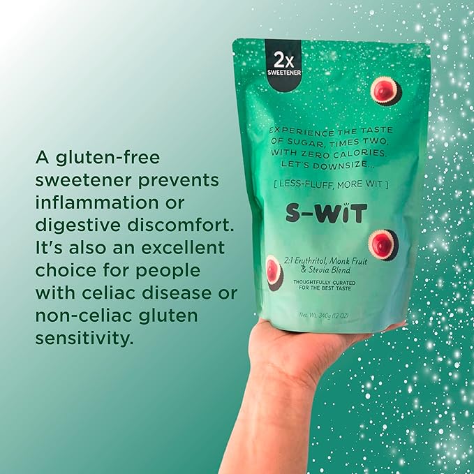 S-wit - Erythritol, Monk Fruit & Stevia Blend, 2X Sugar Replacement, Natural Sweetener, Zero-Calorie, Keto-Friendly, Diabetic-Friendly, Perfect for Baking, Coffee, Tea, and Everyday Use, Sugar-Free (Single Pack, Erythritol, Monk Fruit & Stevia Blend)