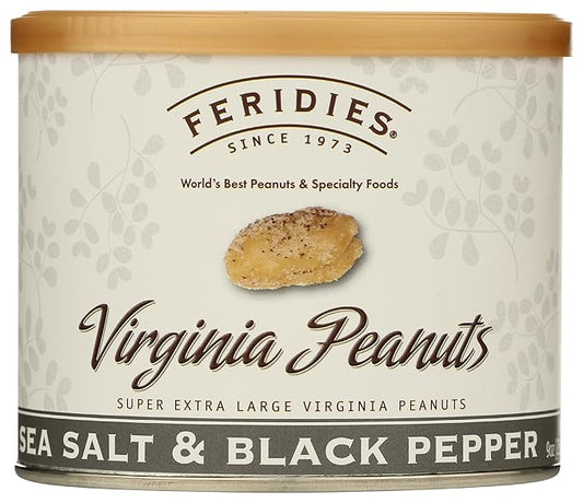 FERIDIES Salt and Pepper Peanuts, Super Extra Large Salted Virginia Peanuts, 9oz CAN