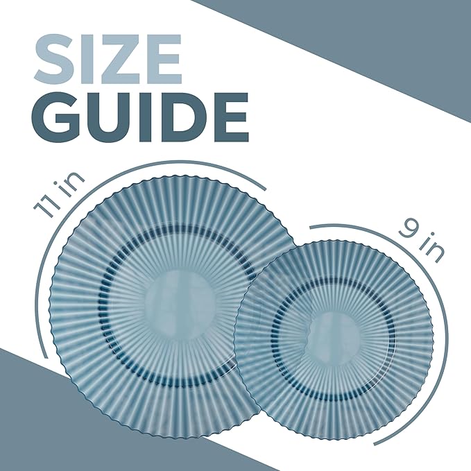 Exquisite 40 Piece Plastic Disposable Plates Set For 20 Guests I 20 X 9 Inch & 20 X 11 Inch Disposable Plastic Plates | Color: Blue | Great for Weddings Parties And Formal Occasions