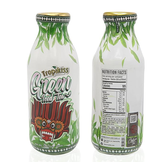 Tropikiss 12-Pack Green Iced Tea – Antioxidant-Rich Refreshing Drink | Natural Bottled Ice Tea | Healthy & Flavorful Beverage