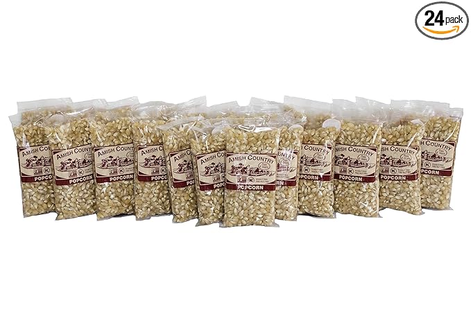 Amish Country Popcorn | 24-4 Oz Bags - Medium White Kernels | Old Fashioned, Non-GMO and Gluten Free
