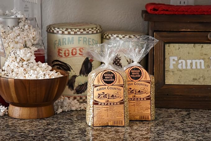 Amish Country Popcorn | 2-2 Lb Bags - Medium White Kernels | Old Fashioned, Non-GMO and Gluten Free (2-2lb Bags)
