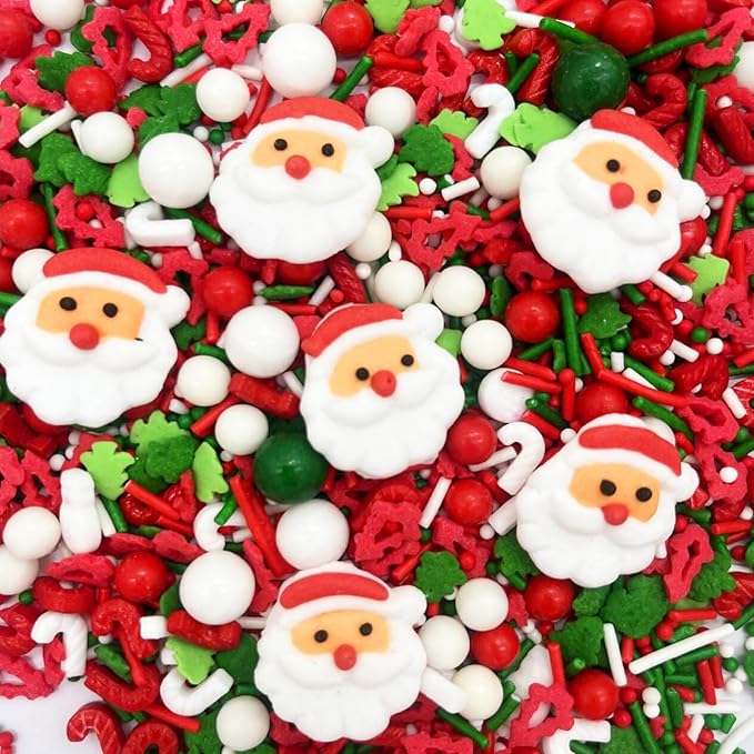 Santa Claus Sprinkles 7oz Candy Sugar Sprinkle Red and Green Sprinkles Cake Decorations Cupcake Toppers Cookie Decorating Ice Cream Celebrations