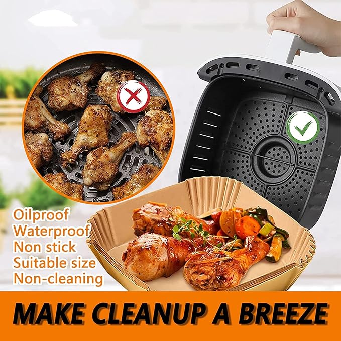 Mini Air Fryer Liners for CHEFMAN 2 Qt Air Fryer, 5.5inch Square Small Air Fryer Disposable Paper Liners, Compatible with Cosori 2.1Qt, Dash 2.6Qt, Instant Vortex 2Qt amd other 2-3Qt Mini Air Fryers