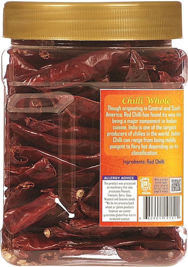 Rani Chilli Whole (Lal Mirch Sabut) 5oz (141g) PET Jar ~ All Natural, Salt-Free | Vegan | No Colors | Gluten Friendly | NON-GMO | Kosher | Indian Origin