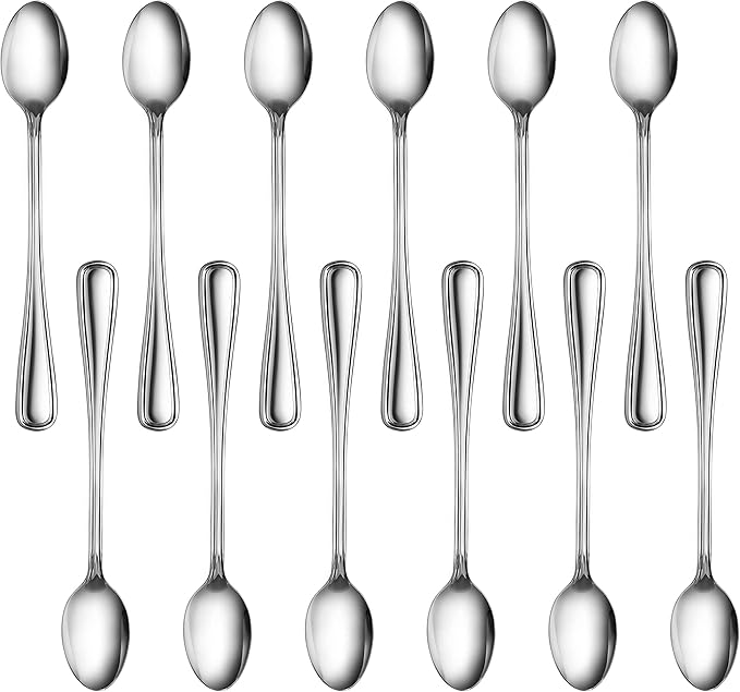 New Star Foodservice 58222 Slimline Pattern, 18/0 Stainless Steel, Iced Tea Spoon, 7.5-Inch, Set of 12