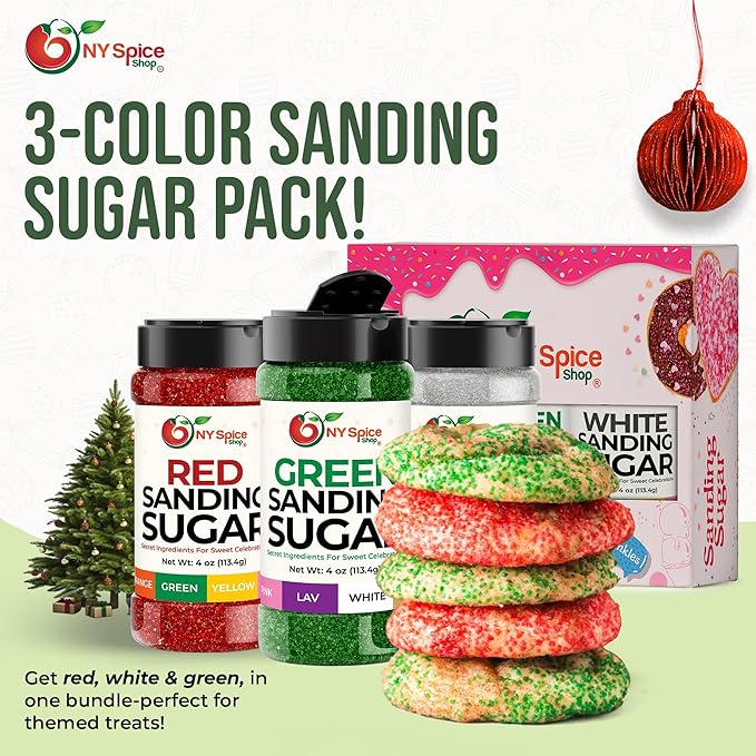 NY Spice Shop Green Sanding Sugar - 4 Ounce Sweet Colorful Edible Sprinkles For Candy Dish - Sugar Sprinkles For Cake Decorating Basket & Dishes