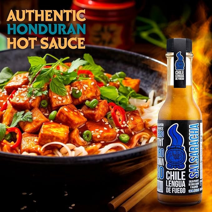 Hot Sauce | Chile Lengua de Fuego (Pack of 3, Salsaracha) – Medium Heat Sriracha-Style Sauce with Garlic, Tomato, Jalapeño & Scotch Bonnet
