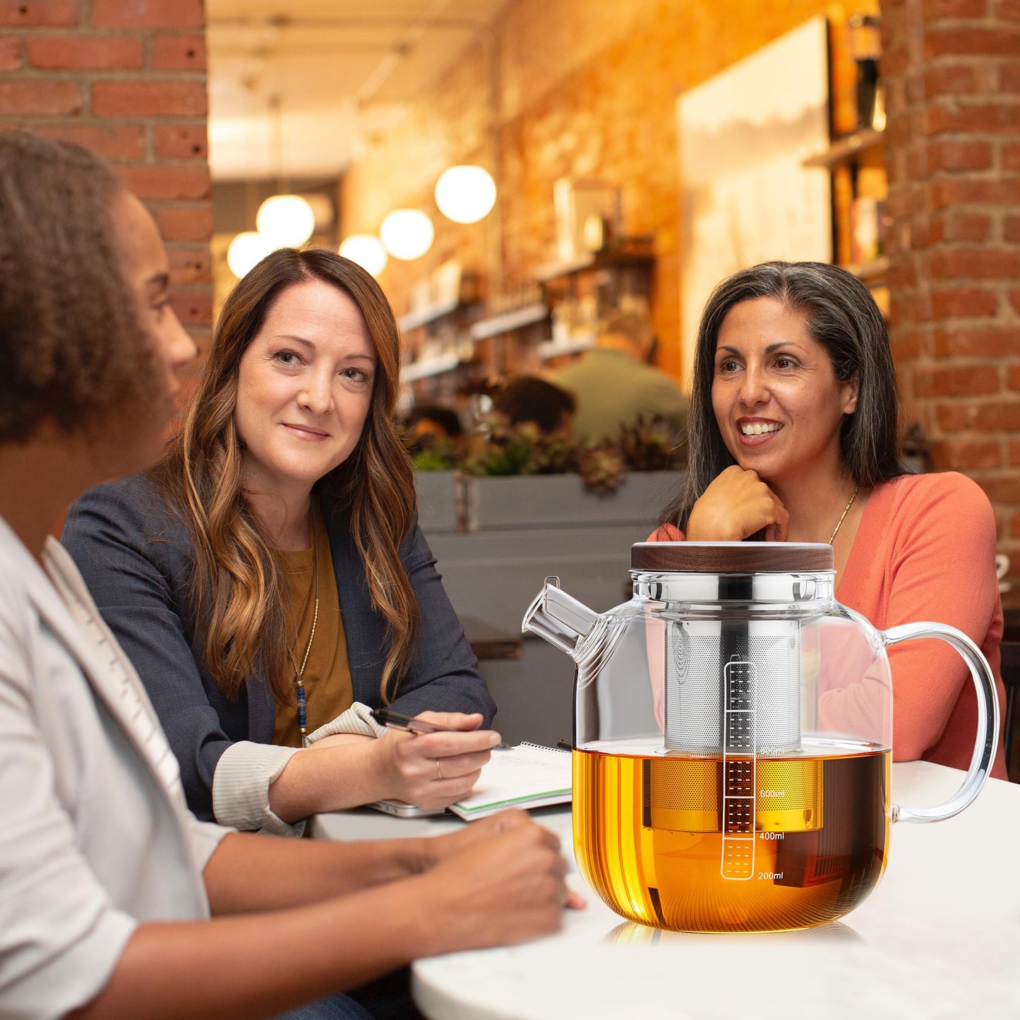 Glass Teapot with Infuser and Lid - 40oz Borosilicate Glass Teapot with Heat-Resistant Handle