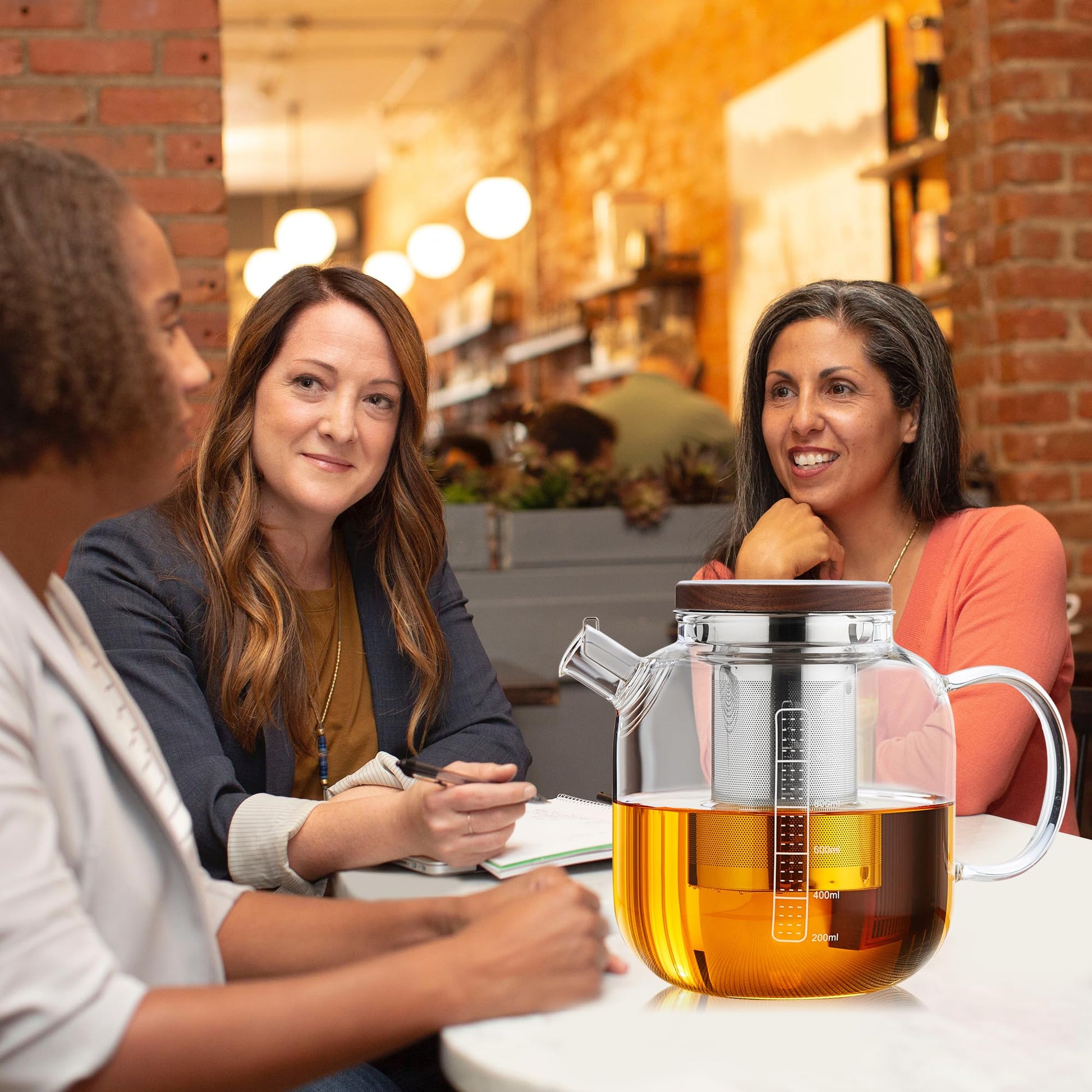 Glass Teapot with Infuser and Lid - 40oz Borosilicate Glass Teapot with Heat-Resistant Handle