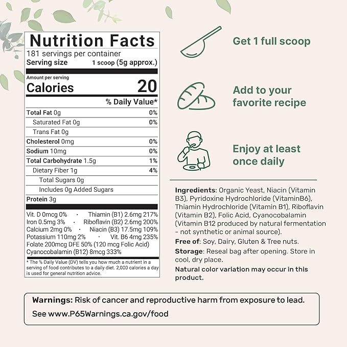 Micro Ingredients Organic Fortified Nutritional Yeast Flakes, 2lb (32oz) | Rich in Vegan Protein, B Vitamins, & Beta-Glucans | Keto Friendly, Dairy Free Cheese Substitute, Non-GMO, Gluten Free