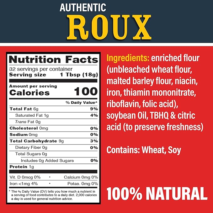 Ragin' Cajun Authentic Roux - 16 oz Jar, No MSG - Louisiana Cajun Base for Gumbo, Stews & Gravies, Easy to Use