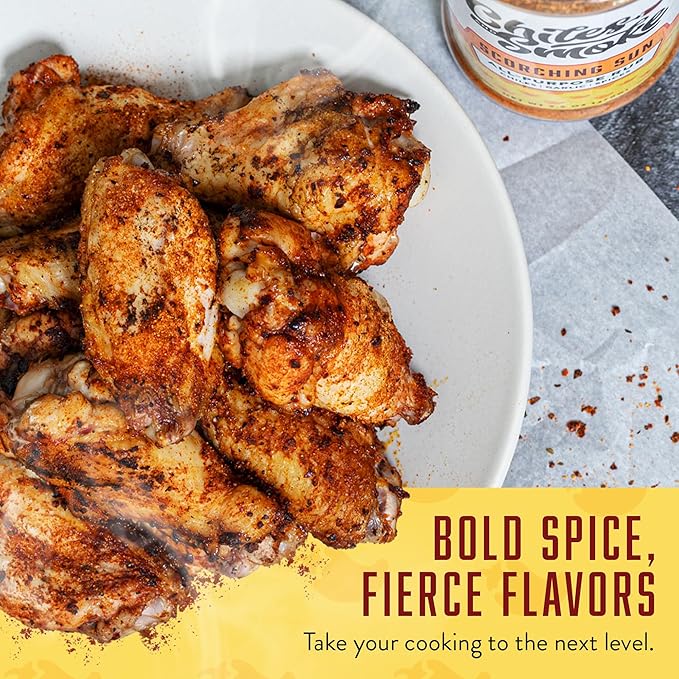 Chiles and Smoke - Scorching Sun All Purpose Seasoning for Chicken Thighs, Meats, Seafood & More, Hot Taco Seasoning with Spices, Low-Sodium Cooking Grilling Gifts, No Dairy, Gluten & MSG, 270 g