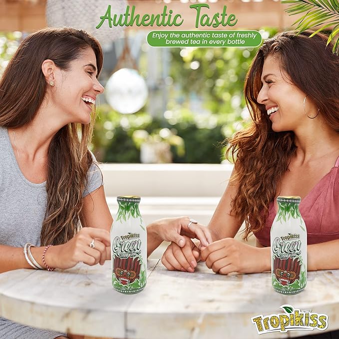 Tropikiss 12-Pack Green Iced Tea – Antioxidant-Rich Refreshing Drink | Natural Bottled Ice Tea | Healthy & Flavorful Beverage