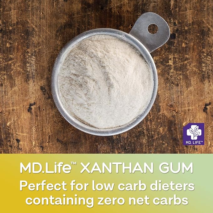MD. Life Xanthan Gum for Baking Keto - 1 Pound ??100% Natural Xanthan Gum Powder - Keto Friendly & Gluten Free ??Carb Free Xanthan Gum for Baking, Food Thickener & Ice Cream Stabilizer
