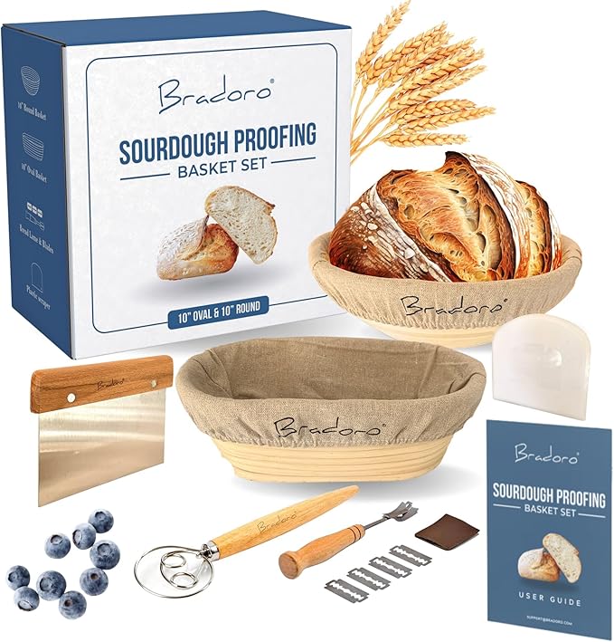 Sourdough Starter Kit ??Banneton Bread Proofing Basket Set with Sourdough Tools and Bread Making Accessories