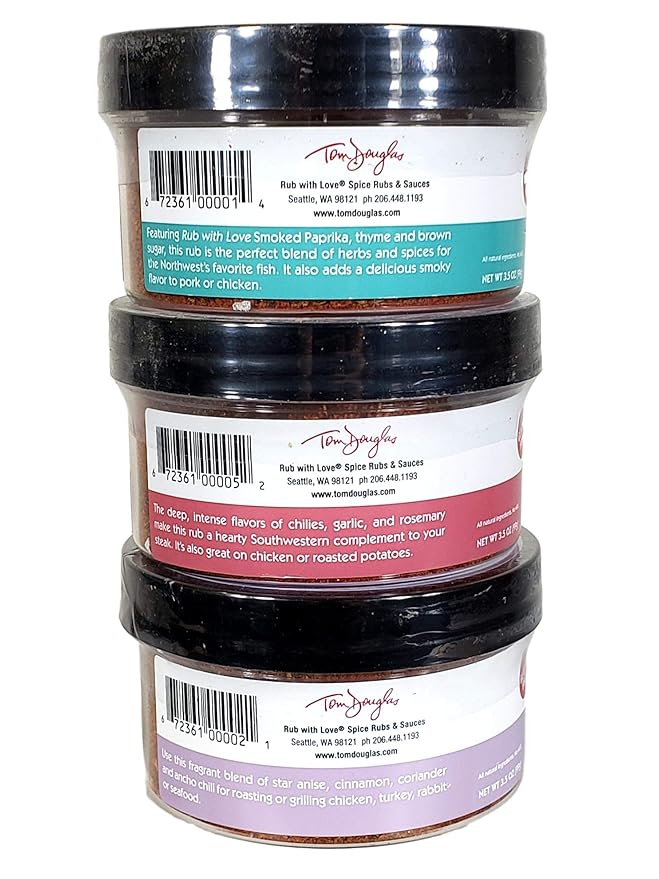 Rub with Love, Everyday Meat Rubs and Seasonings Gift Set (3 Jars) Grilling and BBQ Spices for Salmon, Chicken, and Steak