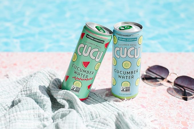 CUCU Cucumber Water ??Natural Hydration from Cucumbers with Vitamin C, Electrolytes & Antioxidants ??No Sugar Added, Non-GMO ??12 Pack, 11 fl oz Cans