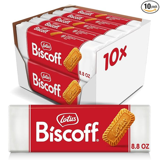 Lotus Biscoff, Caramelized Biscuit Cookies, non GMO + Vegan - 8.8 Ounce (Pack of 10)
