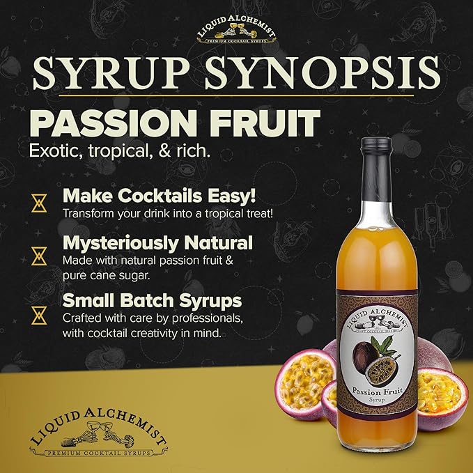 Liquid Alchemist Passion Fruit Syrup for Cocktails - Real Ingredients Make our Mix for Cocktails the Perfect Margarita Mix - Our Non-GMO Passion Fruit Syrup for Drinks is Vegan (12.7 oz)
